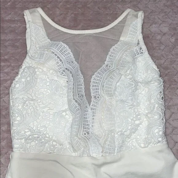 Lulu's White Coquina Mesh Sleeveless Women’s Bodycon Mini Dress - Picture 2 of 7